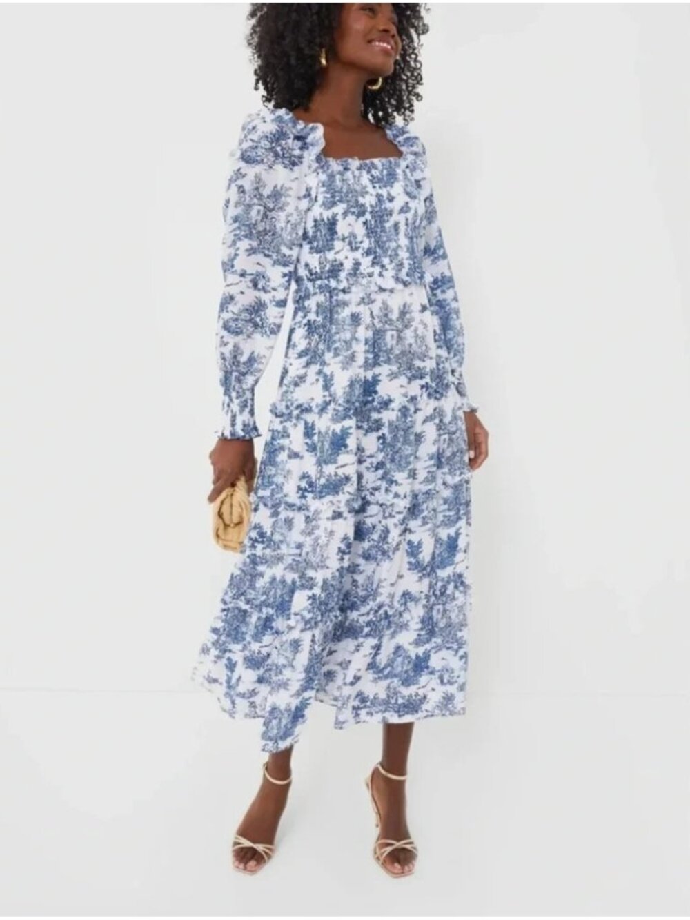 NWT Tuckernuck Hyacinth House Georgina Midi in Blue Toile Tiered Dress XXS